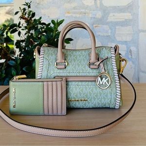 Michael Kors Carine Xs Signature Crossbody handbag&wallet NWT Authentic